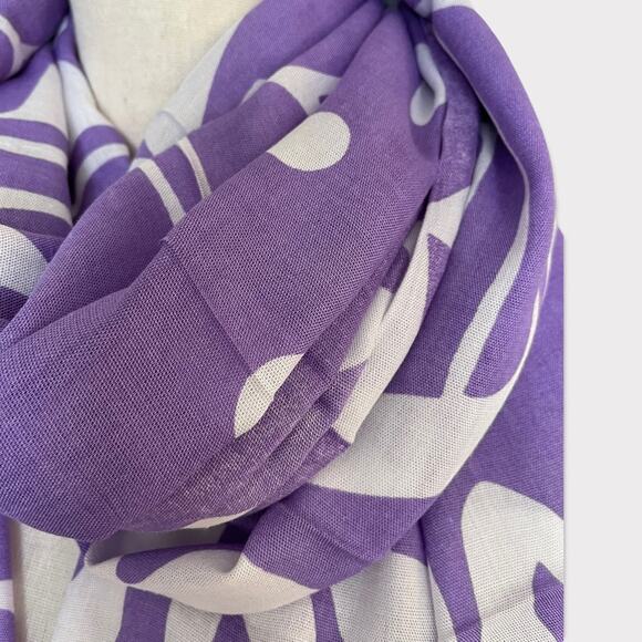 Mango Republic Large Purple/White Print Scarf / Beach Cover Up / Wrap - Picture 8 of 9